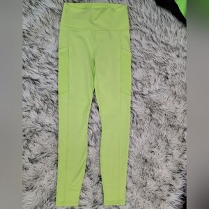 Fabletics Lime Green PowerHold Leggings W/ Mesh Pockets On Sides S